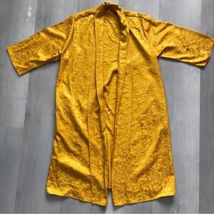 ALICE + OLIVIA KIMONO OPEN FRONT JACKET GOLD JACQUARD HALF SLEEVE POCKETS SMALL